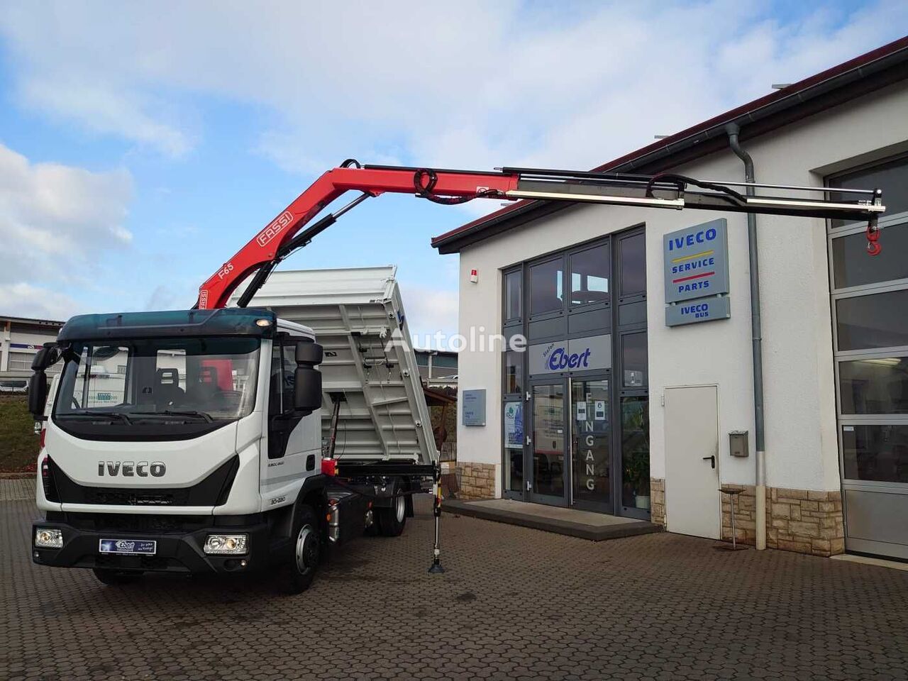 IVECO Eurocargo ML80E22 Kipper + Kran Fassi F65 +Funk billenős teherautó