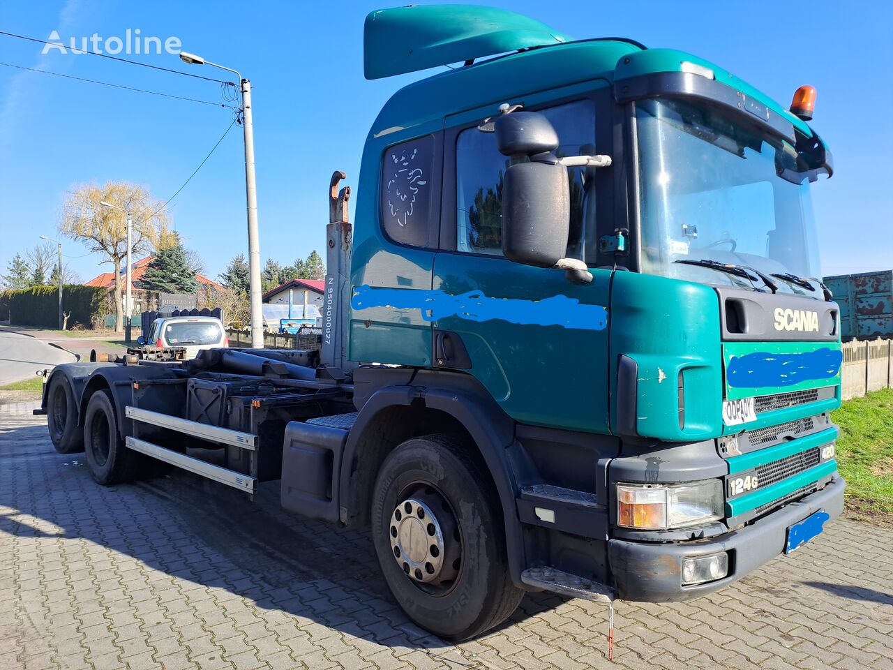 Scania 124.420 emelőhorgos teherautó