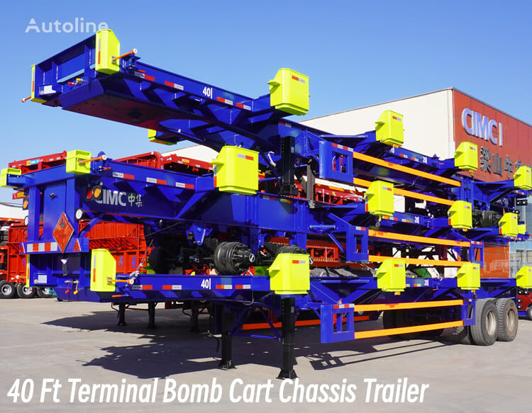 új CIMC 40 Ft Terminal Bomb Cart Chassis Trailer Price in Bolivia konténerszállító félpótkocsi