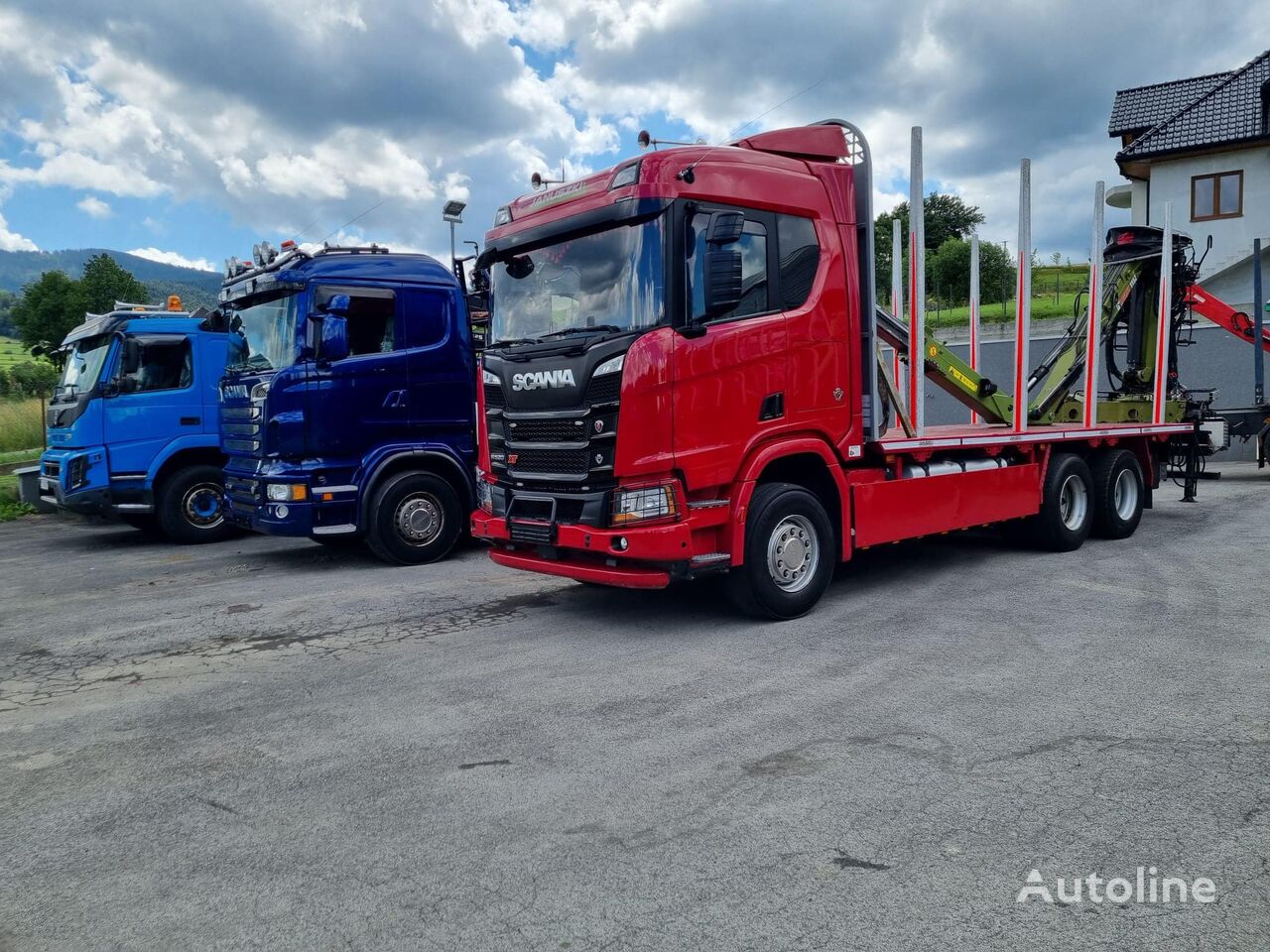 Scania  R520 XT Holztransporte Kurz ShortWood Do Stosu Do Lasu rönkszállító teherautó