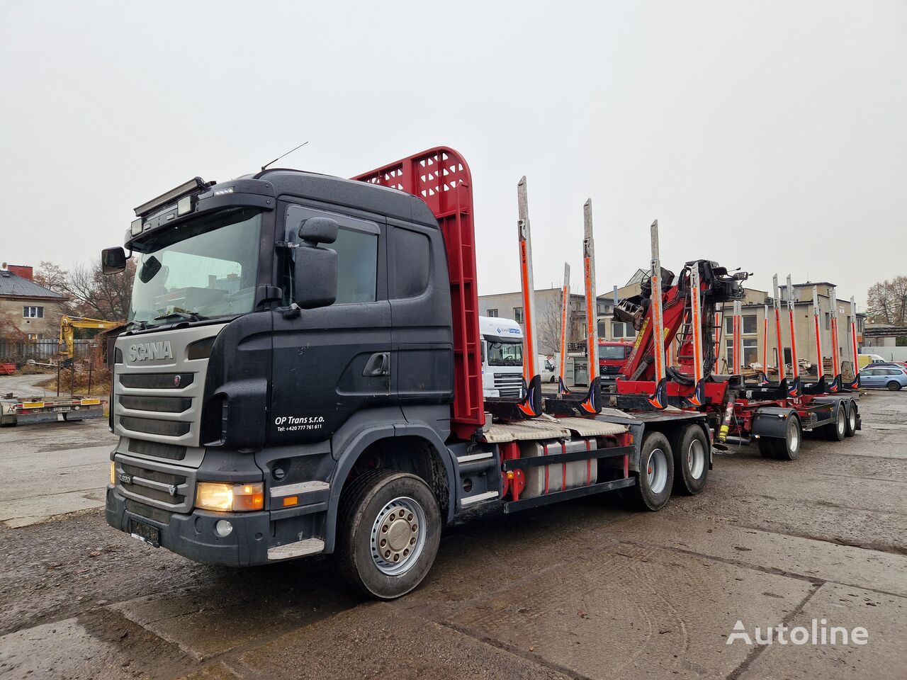 Scania R620 CB6X4 rönkszállító teherautó + rönkszállító pótkocsi